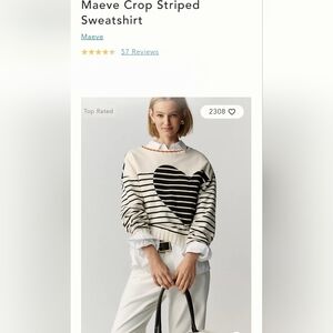 Anthropologie - Maeve Black and White Heart Striped Top